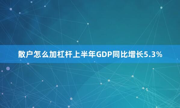 散户怎么加杠杆上半年GDP同比增长5.3%